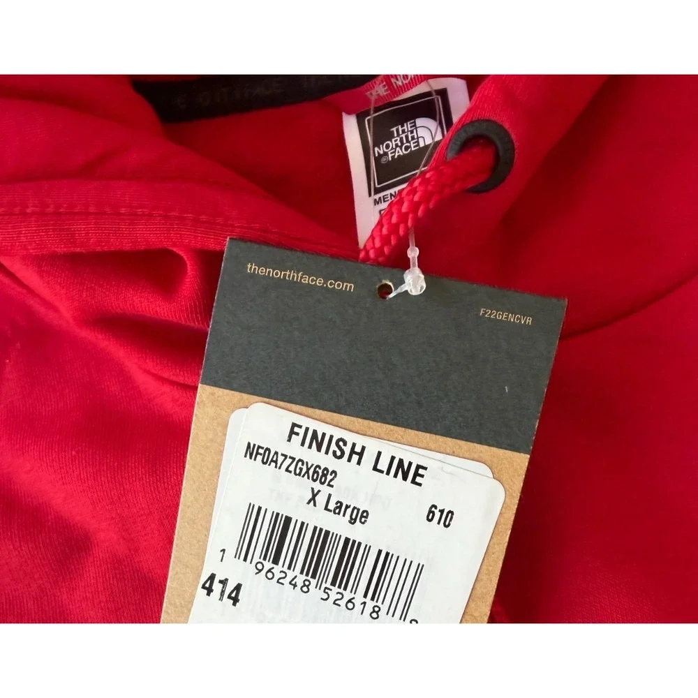 The North Face Box Logo Hoodie Red Men's XL Pullover Sweatshirt NWT